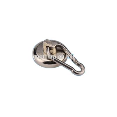 China Industrial Heavy Duty 60LBS Neodymium Magnet With Stainless Steel Carabiner Swivel Snap Hooks for sale