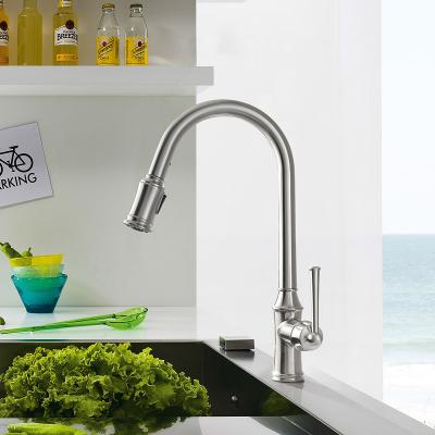 China Water Faucet Kitchen Nickel Kitchen Faucet Contemporary Pull-Down Stainless Steel Kitchen Faucet for sale