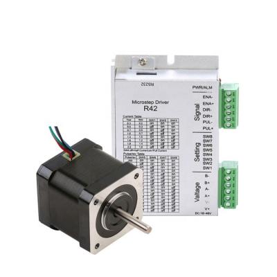 China Industrial Control 2 Phase 42mm NEMA 17 1.8 Degree 0.36 N.M 1.5A Stepper Motor And Driver Kit For Distribution Robot for sale