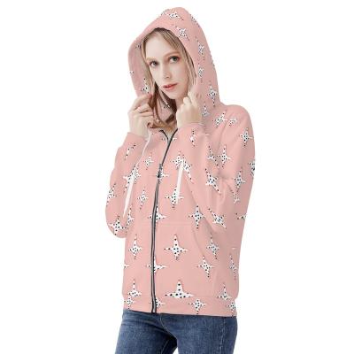 China Anti-pilling Custom Lady Casual Hoody Jacket Wholesale  Polynesian Private All Over Print Zipper Casual Jackets For Women Girls Jacket for sale