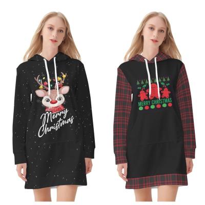 China Anti-pilling New Fashion Christmas Style Ladies Pullover Shirt Fleece Sweater Shirt Dress Hoodie Skirt For Women for sale