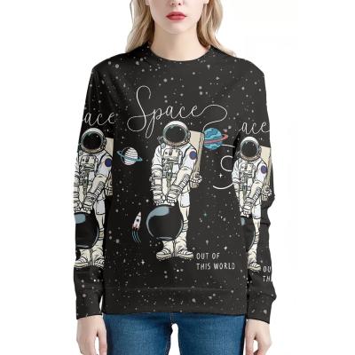 China Anti-pilling Custom Womens Crewneck Sweatshirts Spaceman Astronaut Digital Printing Oversized Women's Blank Sweatshirt for sale