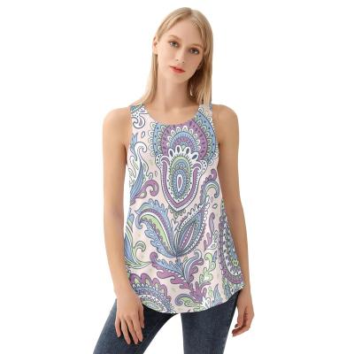 China Anti-wrinkle Womens Fashion Sexy Summer Vest Print On Demand Floral Leapord Pattern Women's Sleeveless Top Summer Vest For Women for sale