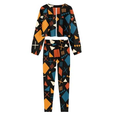 China Anti-pilling Wholesale Printed Customized Polynesian Traditional Tribal Style Ladies Long Sleeves And Fitness Set Trousers Tracksuits Outfits for sale