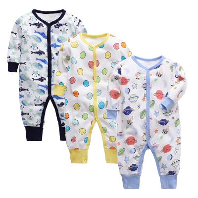 China 100% Cotton Printed Long Sleeve Newborn Baby Clothes 100% Cotton Sleepwear Baby Rompers for sale