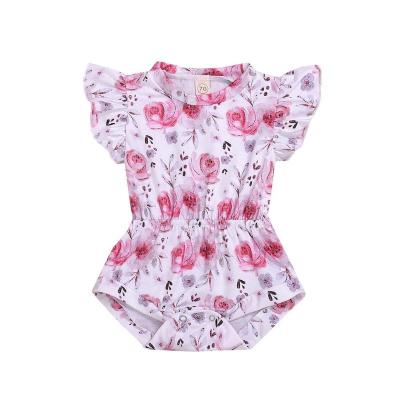 China 2020 Infant Baby Rompers 95% Cotton Sleeve Fly Floral Print Sleeve Baby Round Rompers Clothes Infant Baby Rompers for sale