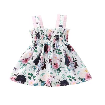 China RTS Summer Flower Anti-Static Babies Knit Halter Mini Mesh Tuxedo Dresses For Kids floral for sale