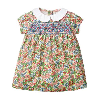 China Boutique Kids Cotton Dresses Baby Peter Pan Collar Dress Design Anti-static White Baby Girls Dress 2-7 Year Old for sale