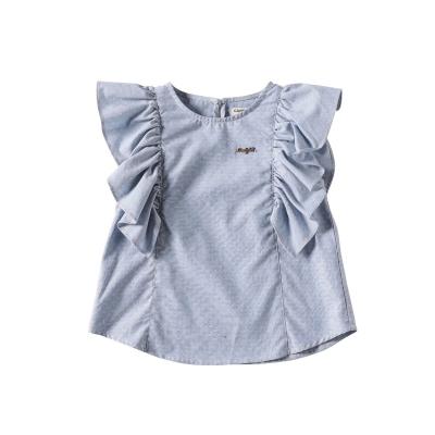 China New Girl's Summer New Girl's Shirt Cotton Ruffles Sleeveless Top Breathable Comfortable 100% T-shirt Anti-Shrink for sale