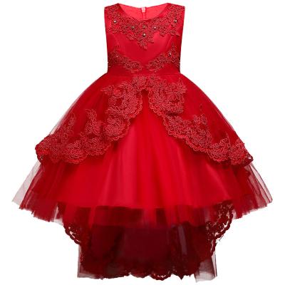 China Viable Girls Lace Up Flower Beaded Rhinestone Wedding Tulle Dresses High Low Party Dance Evening Prom Dress for sale