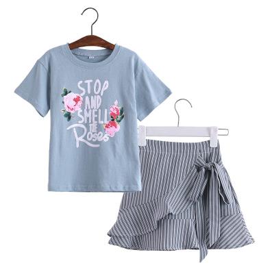 China Two-piece set of leisure pink T-shirt summer girl's suit for sale