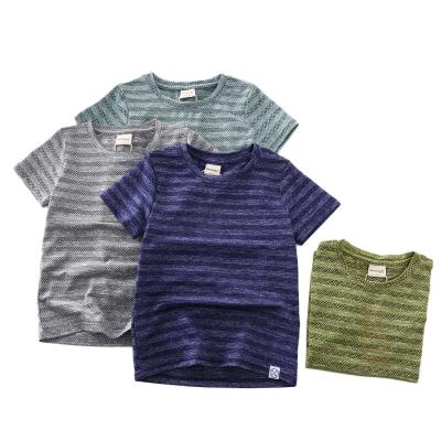 China Children's 110-160 T-shirt Quick Dry Boy's Mesh Short Sleeve Striped T-Shirt Anti-Shrink for sale