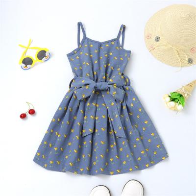 China Elegant Toddler Summer Floral Sleeveless A-line Girls Princess Skirt Party Vacation Dress Washable Kids Dress for sale