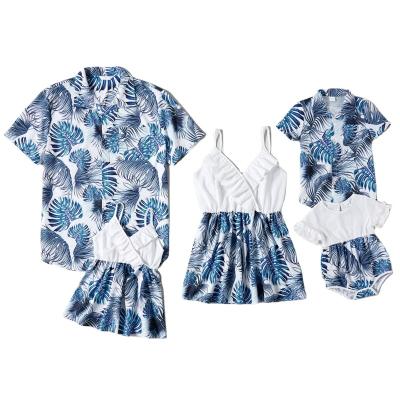 China QUICK-DRY European and American family style holiday family wear parent-child dress shirt matching outfits for sale