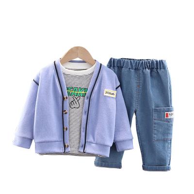 China 2022 casual made in China children's sweater cardigan three-piece suit boys long sleeve casual suit for sale