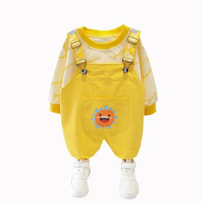 China 2022 Cheap Children's Suit 2022 Cute Boy Spring Two-piece Long-sleeved Suit Cheap Casual And Suspender Autumn for sale