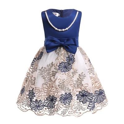 China 2022 New Baby's Breathable Dress Embroidered Mesh Yarn Bead Chain Girl's Dress Sleeveless Skirt New for sale