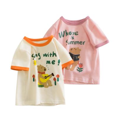 China Breathable 2022 New Cotton Baby Custom Printed Top Short Sleeve T-Shirt for sale