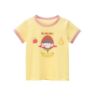 China 2022 Summer New Cotton Baby Round Neck Sleeve Breathable Custom Printed Top Short T-shirt for sale