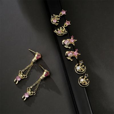 China FASHIONABLE INS True Cute Animal Gold Aretes-y-Accesori Por Mayor Gold Plated Zircon Plated Stud Earrings For Women for sale