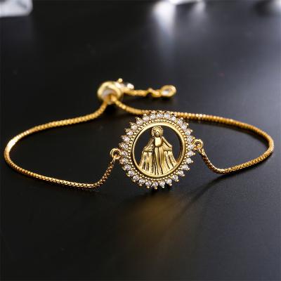 China 18k Gold Copper Plated Classic Bulk Religious Ornament Pulseira Pull Bracelet Adjustable Women for sale