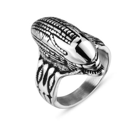 China Customized special shaped mens punk anillos ns hombre design jewelry space horror stainless steel men ring for sale