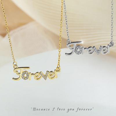 China FASHIONABLE personalized 925 silber con initial pendant gold plated forever silver letter necklace for sale