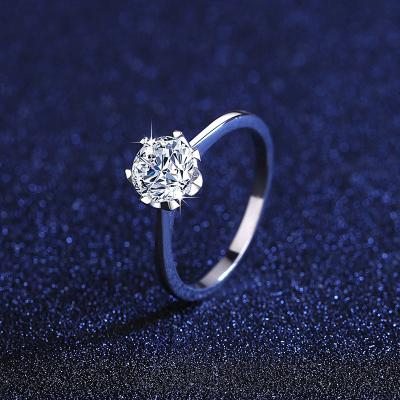 China OEM romantic female s925 carat moissanite diamond ring s925 sterling silver classic wedding jewelry wedding ring one for sale