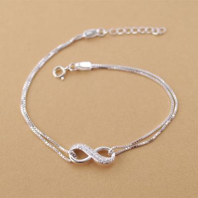 China Women girls 925 sterling silver luxury infinity bracelet wholesale casual/sporty fashion jewelry con de brazaletes des pulseras y for sale