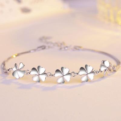 China Four Leaf Clover 925 Sterling Silver Adjustable Bracelet Ladies Casual/Sporty Loose Fashion pulseras de mujer 2022 New For Women for sale