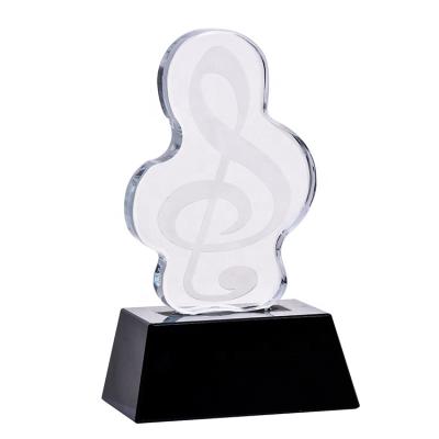 China Hot Sale America Happy Notes Crystal Award Trophy For Music Souvenir Musical Trophy for sale