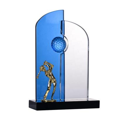 China Europe Factory Many Years Hole-in-One Sports Crystal Award Trophy Plaque for Golf Club for sale