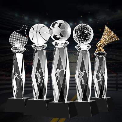 China Hot Selling Europe Basketball Crystal Trophy Awards For Sports Support Second Third Place Gift for sale