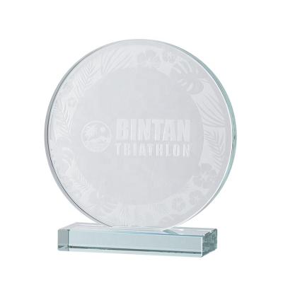 China Europe Customized Crystal Award Trophy Round Shape Cheap Clear Optical Glass Trophy Blanks Award for sale