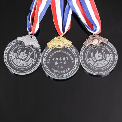 China Europe Cheap Customized 3D Laser Engraved Soccer Sports Awards Plaques Crystal Glass Medals For Sports Souvenir Gifts for sale