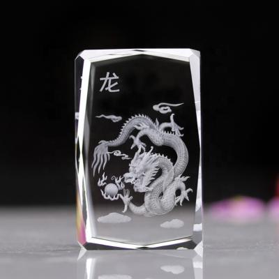 China China 3d Laser Engraved Crystal Cube Zodiac 3d Crystal Dragon Laser For Table Decoration for sale