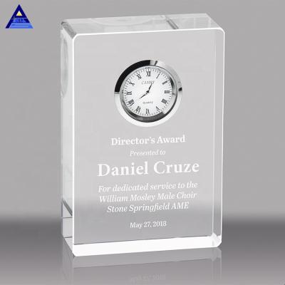 China Europe Square Shaped White Crystal Awards Clock For Office Customized Gifts for sale