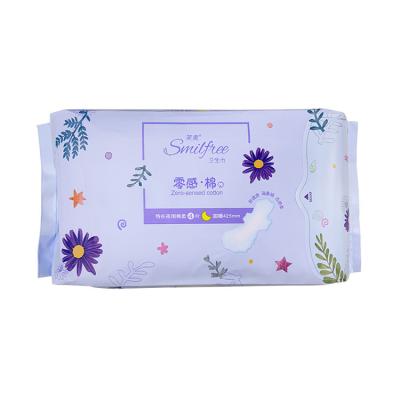 China Breathable High Quality Disposable Smilfree Cotton Materials Women Sanitary Napkin /Female Napkin Natural Pads for sale