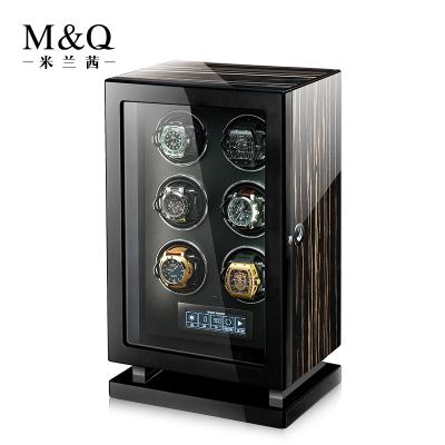 China Wooden Wooden Watch Box Case Black Paint Automatic Watch Packaging Custom Logo Luxury Watch Winder OEM for sale