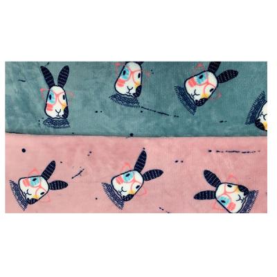 China Hot Sale Wicking Glass Frame Rabbit Double Sided Printing Flannel Cloth Pajamas Home Clothing Covering Fabric for sale