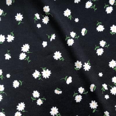 China Wholesale Custom Wicking Fabrics Small Cozy Circular Knitting Ribbed Printed Floral Fabric for sale