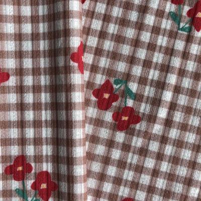 China Wholesale Custom Wicking Floral Plaid Printed Fabric Spring Garment And Summer Skirt Knitted Fabric for sale