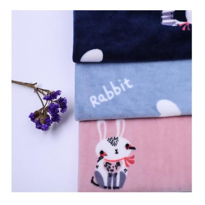 China Hot Selling Digital Printing Super Soft Wicking Cartoon Rabbit Velvet Fabric Home Wear Pajamas Fabric for sale