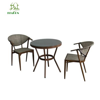 China Modern Outdoor Garden Dining Furniture Wicker Dining Chairs Set With Table for sale