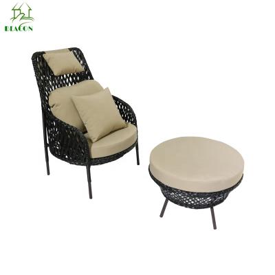 China Hot Selling Leisure Hotel Furniture Modern Outdoor Garden Rattan Aluminum Weaving Chair With Stool for sale