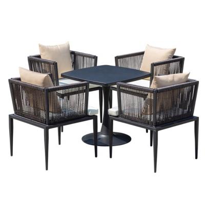 China Modern Eextendable Rope Garden Table Set Outdoor Dining Table And Chair Set for sale