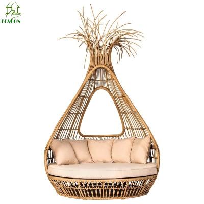 China Contemporary Finely Processed High End PE Rattan Wicker Frame Backyard Outdoor Aluminum Patio Swing Hanging Patio Garden Chair for sale