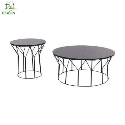 China Basic Natural Coffee Table Round Iron Metal Wire Side Coffee Table for sale