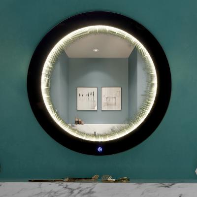 China New Design Round Lighted Bathroom Wall Decorate Light High Quality Unlimited Led Mirror Circle Tunnel Mirror for sale