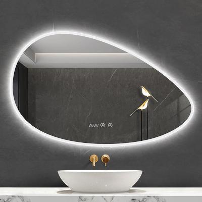 China High Standard Illuminated CCT Adjustable Irregular Shaped Mirrors Led Backlit Smart Bathroom Mirrors for sale